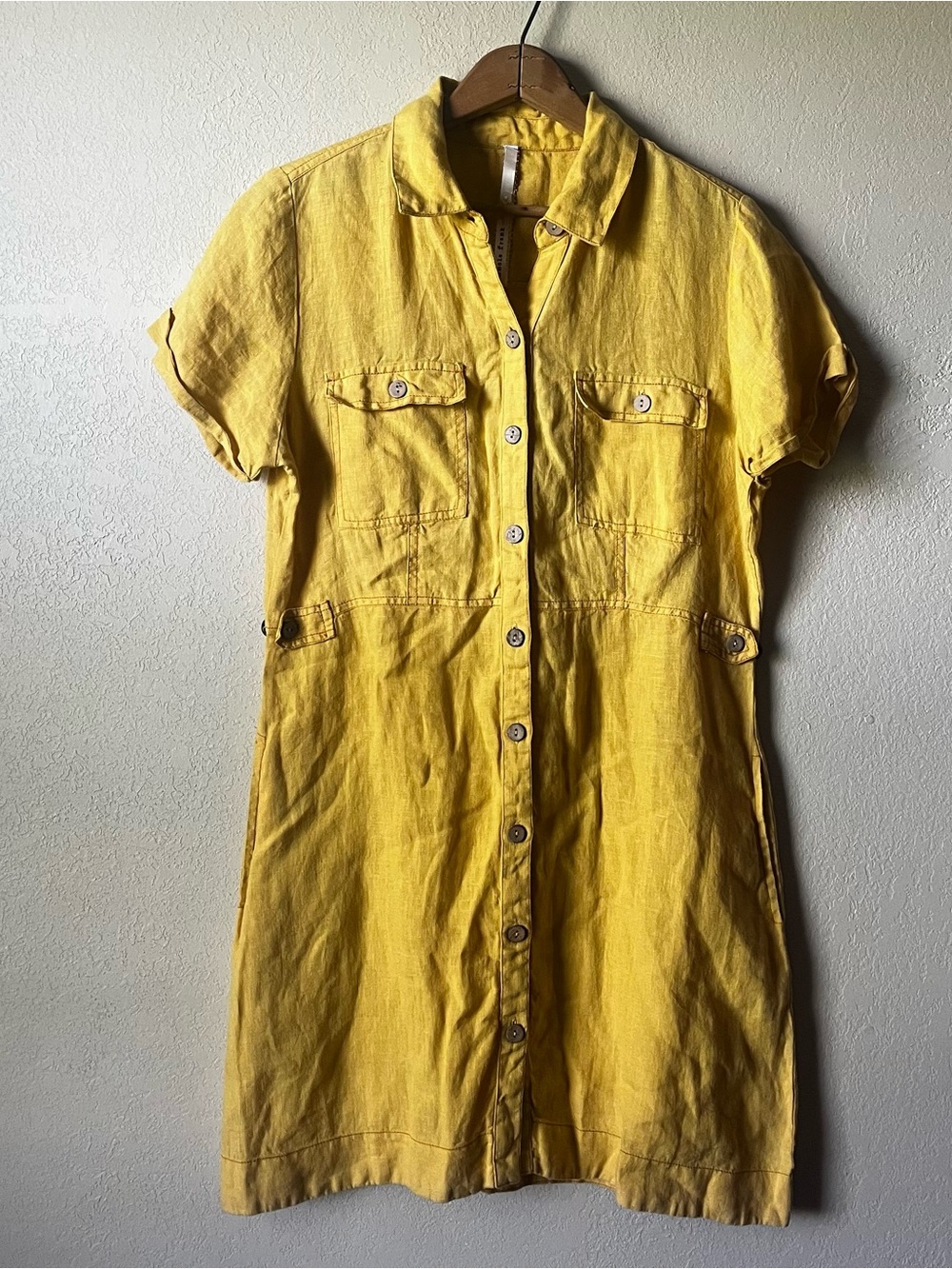 Uncle Frank 100% Linen Yellow Dress